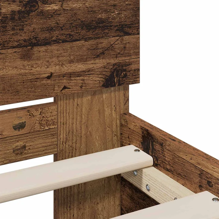 vidaXL Bettgestell mit Kopfteil Altholz 140 x 200 cm Holzwerkstoff 3445774 – Bild 7