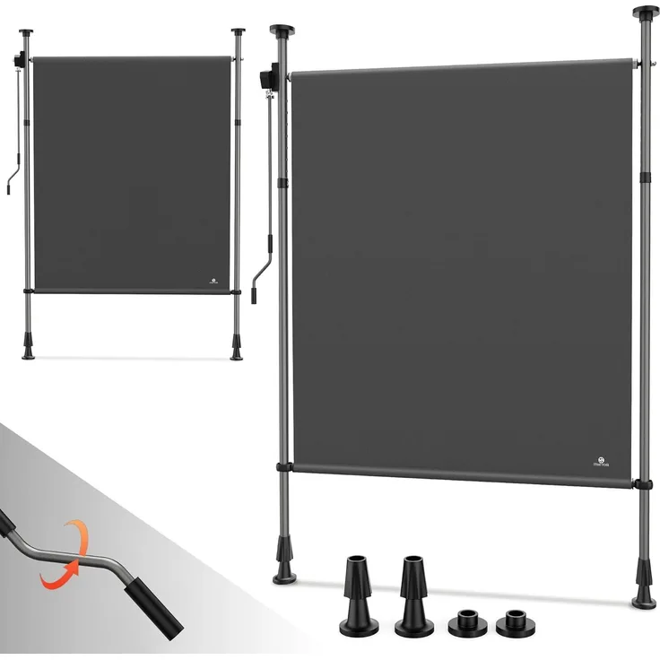 Strattore Ausziehbare Klemmmarkise / Senkrechtmarkise höhenverstellbar 100 x 310 cm - Anthrazit