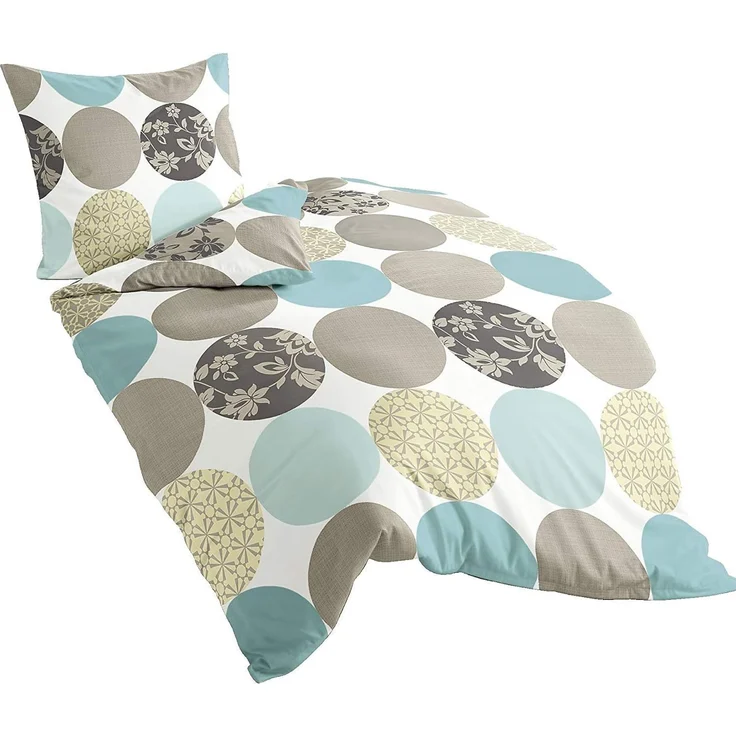 Bierbaum, Mako-Satin-Bettwäsche , Designed in Germany, 6383 türkis 02, 135x200 cm + 80x80 cm – Bild 1