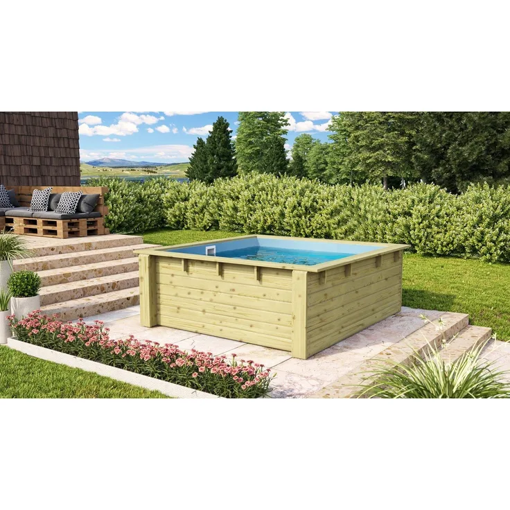 Karibu Rechteckpool Minipool L220 x B 220 x H 78 cm (Set, 3-tlg), kesseldruckimprägniert