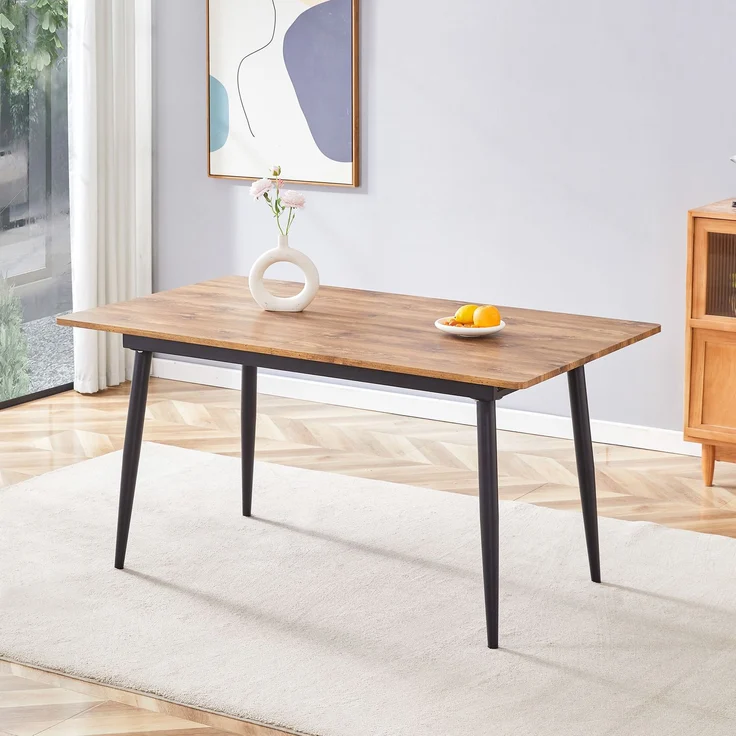 Esstisch 190,5x80x76,2 cm oder 150x80x76,2 cm, MDF in Walnuss- oder Eichenoptik, schwarze Metallbeine – Bild 2