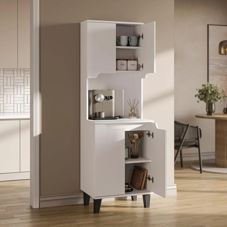 Roomart Küchenbuffet DEFNE mit Nische Kaffeebar Mikrowellenschrank Vorratsschrank, 5 Farben Offene Nische für Kaffeemaschine, 4 Türfächer – Bild 1