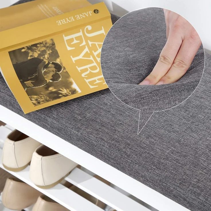 Bambus-Schuhbank, 2-stöckiges Schuhregal, stabiler Schuh-Organizer für Eingangsbereich, Wohnzimmer, Sitzbank für bis zu – Bild 5