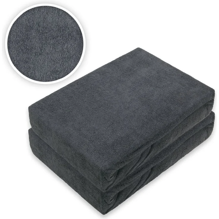 Doppelpack Marke Frottee Spannbettlaken Anthrazit 90 x 200 cm – Bild 2