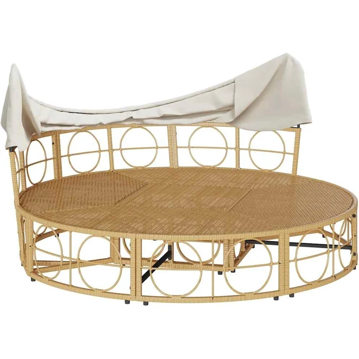 vidaXL Outdoor-Loungebett mit Dach und Kissen Poly Rattan 4108235 – Bild 4