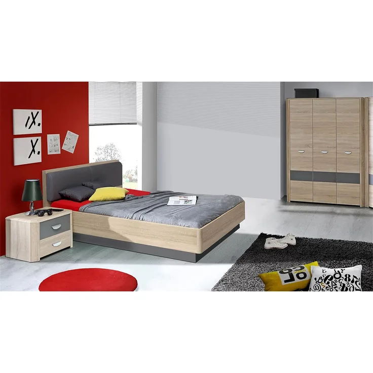 3-tlg. Jugendzimmer-Set 1 YOOK Sonoma Eiche und grau anthrazit