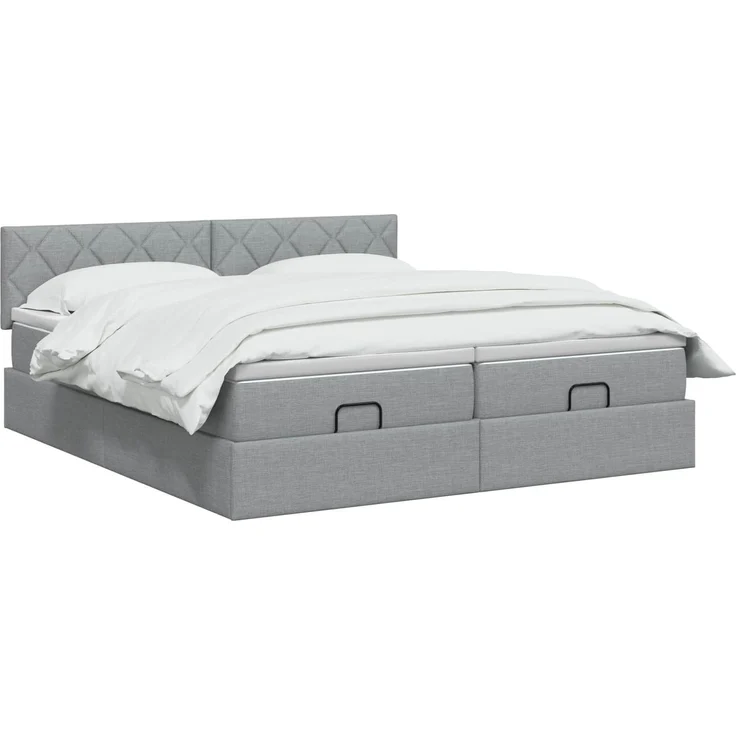vidaXL Ottoman-Bett mit Matratze und LED Hellgrau 180 x 200 cm Stoff 3457294 – Bild 3