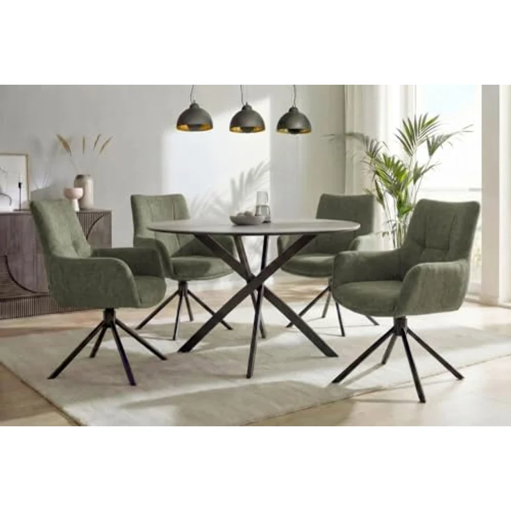 riess-ambiente Drehstuhl SIGNATURE moosgrün/schwarz - Samt, Metall, drehbar, mit Armlehne (Einzelartikel, 1 St), 360° drehbar & mit Taschenfederkern - ideal für Esszimmer & Büro – Bild 7