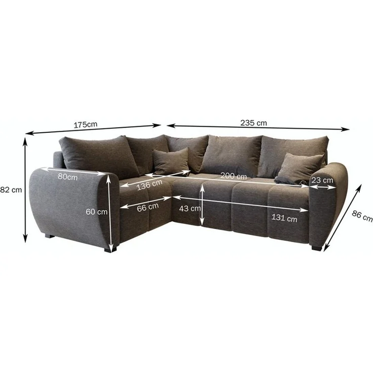 Masseno Ecksofa MADISON mit Schlaffunktion L-Form, Sofa mit Bettkasten – Bild 3