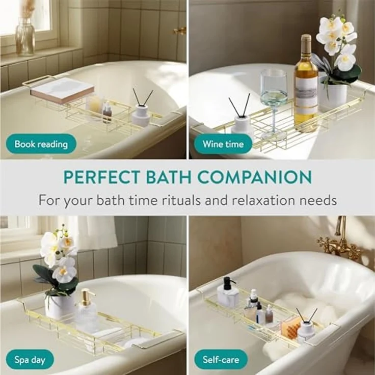 Navaris Badewannenablage Goldene Badewannenablage - Luxuriöses und schlankes Design – Bild 5