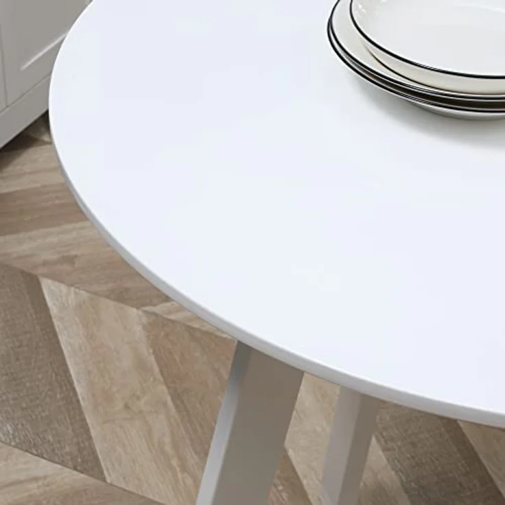 HOMCOM Esstisch Runder Küchentisch für 2 Personen (Rundtisch, 1-St, Esszimmertisch), Weiß Ø72 x 75cm – Bild 9