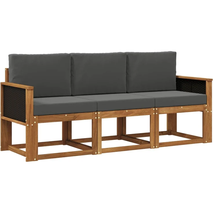 vidaXL Outdoor-Sofagarnitur 3 stk. 3-Sitzer Natur und Anthrazit 3384943 – Bild 2