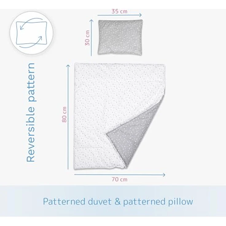 2 Stück Baby Kinder Quilt Bettdecke & Kissen Set 80x70 cm passend für Kinderbett oder Kinderwagen Muster 2 – Bild 5