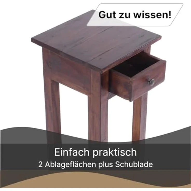 DESIGN DELIGHTS Telefontisch TELEFONTISCH "NAPOLEON", 75x30x30 cm, Mahagoni, Beistelltisch, Farb – Bild 7