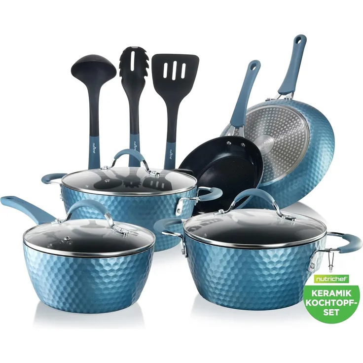Nutrichef NCCW11DS Excilon Kochgeschirr, antihaftbeschichtet 11 Pcs, königsblau