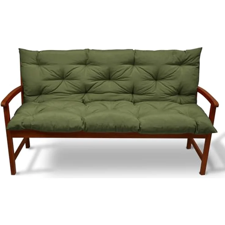 Beautissu Bankauflage Flair BR Olivegrün, 100x50cm, Sitzkissen für Gartenbank mit Rückenlehne und UV-Lichtechtheit 5 – Bild 5