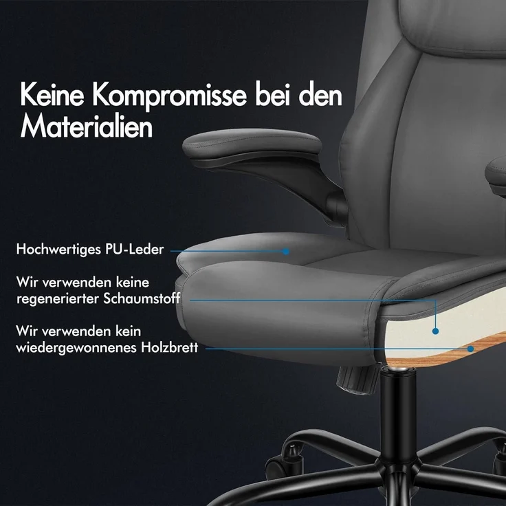 ALFORDSON Massage-Bürostuhl Pu-Leder 150kg Belastbarkeit 90-135° Rückenlehne – Bild 5