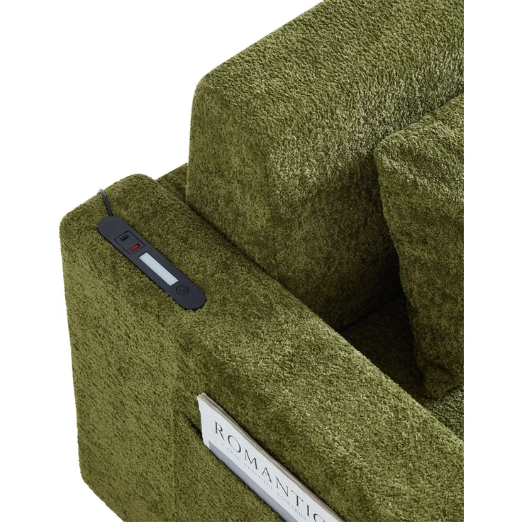 ZUBALIYA SchlafSofa mit USB - Anschluss, mit Samtbezug, mit breiten Armlehnen, mit Schaumstoffpolsterung, aus Samt – Bild 4