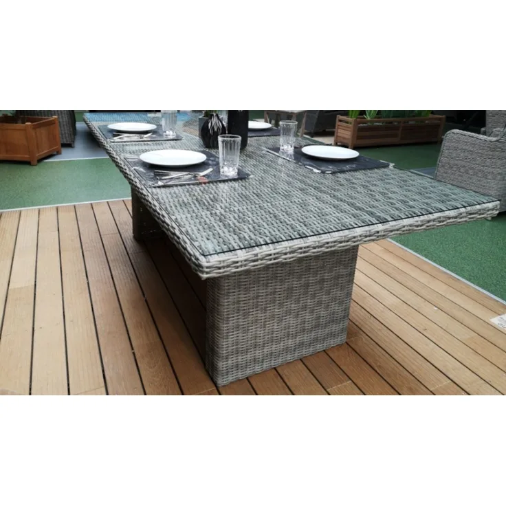 Geflechttisch Durban Polyrattan hellgrau - SONDERPREIS