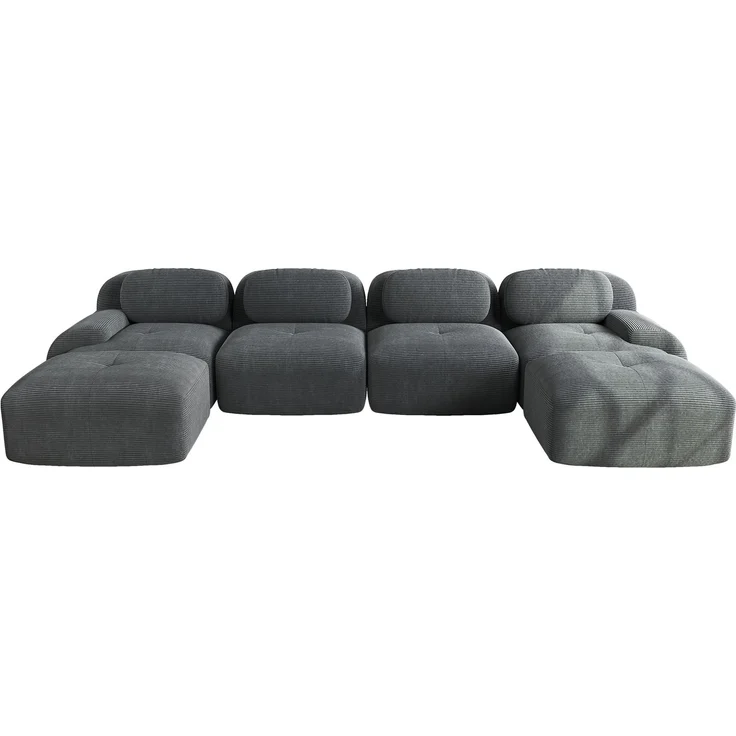 EINHOM Modulares U-Sofa ohne Montage, Rahmenloses Sofa, atmungsaktiver Cordstoff, 32D hochelastische Polsterung, extra-breite Armlehnen, haustierfreundlich und ergonomisch für Wohnzimmer und Schlafzimmer, Grey – Bild 5