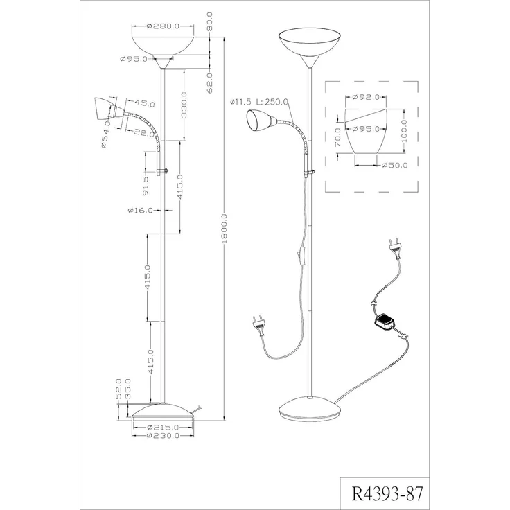 Elegante Stehleuchte mit verstellbarem Lesearm ERZWO – Bild 3