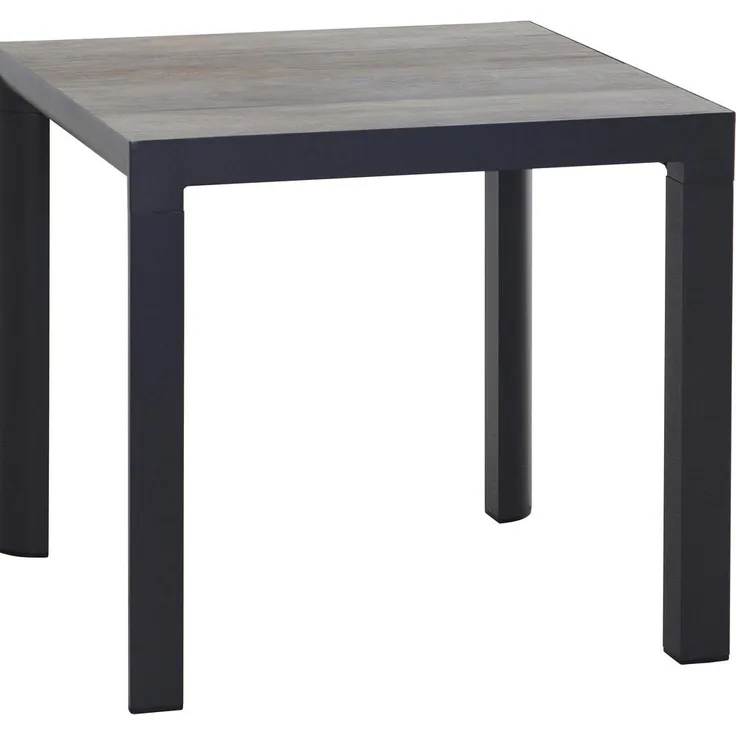 Siena Garden Gartentisch quadratisch, 80x74x80 cm, höhenverstellbar, UV-beständig, wetterbeständig, Anthrazit/Graubraun, Metall