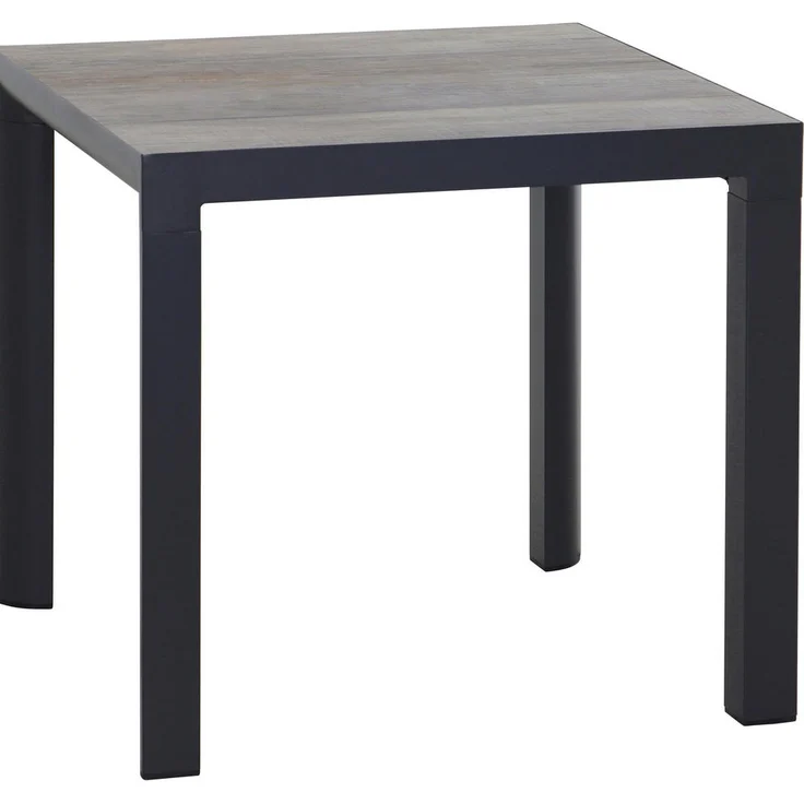 Siena Garden Gartentisch quadratisch, 80x74x80 cm, höhenverstellbar, UV-beständig, wetterbeständig, Anthrazit/Graubraun, Metall