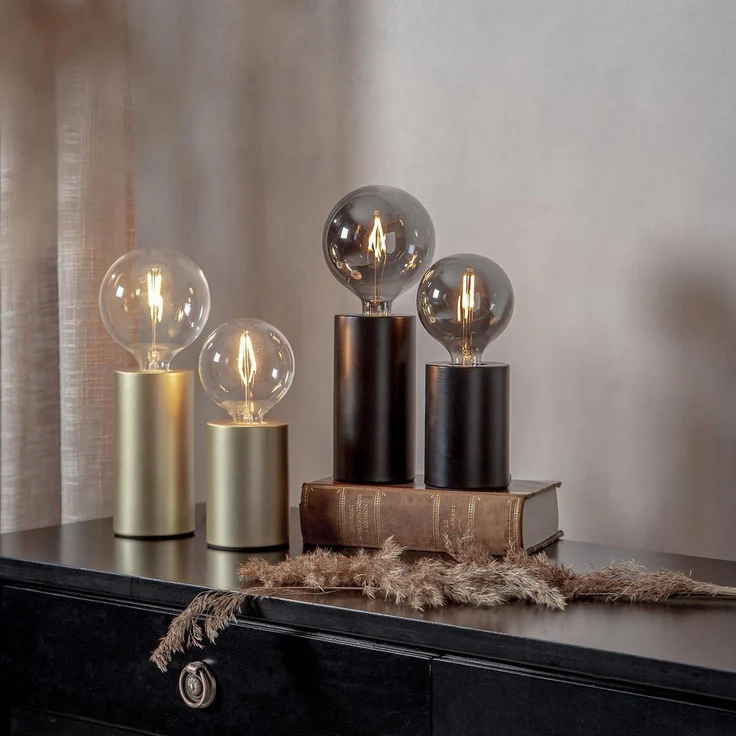 Kleiner E14 Lampenfuß ,Tiny für kleinere Leuchtmittel, Metall, 10cm, schwarz matt – Bild 3