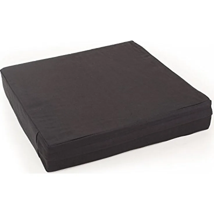 Bodhi MANDIR Kissen quadratisch, Kokosfaser-Füllung, abnehmbarer Baumwollbezug, 46 x 46 x 7,5 cm, schwarz