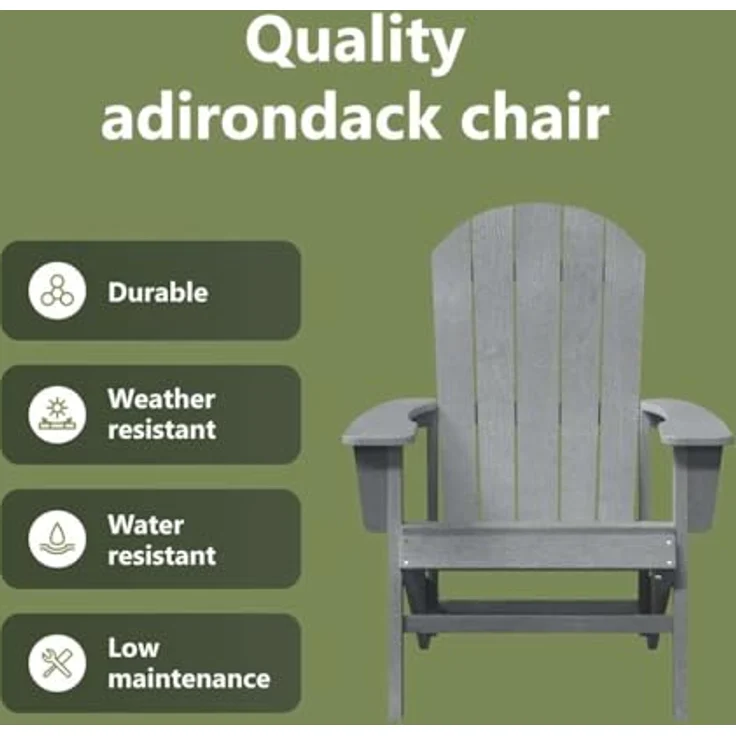 vidaXL Adirondack-Stuhl Hellgrau 82 x 74 x 92 cm HDPE 42006624 – Bild 5
