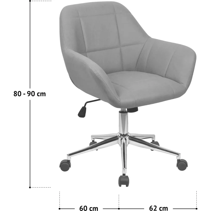 SVITA Schreibtischstuhl LILY, Höhenverstellbar, Bürostuhl mit Rollen, drehbar, Kunstleder, Grau – Bild 3