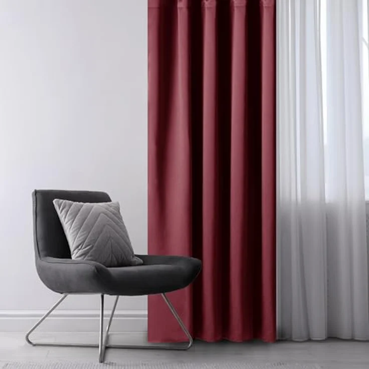 RESTILO Blackout Vorhang 140x270 cm weinrot 1 St. Kräuselband Verdunkelungsvorhang Blickdicht Fensterdekoration Dekoschal Dekorvorhang Blackout – Bild 2
