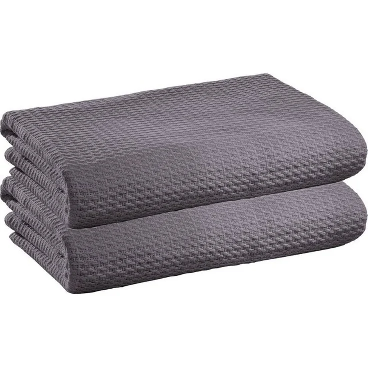 Erwin Müller 'Siena' Wohndecke, Baumwolle Uni, Grau, 2er-Pack | 100x150 cm – Bild 2