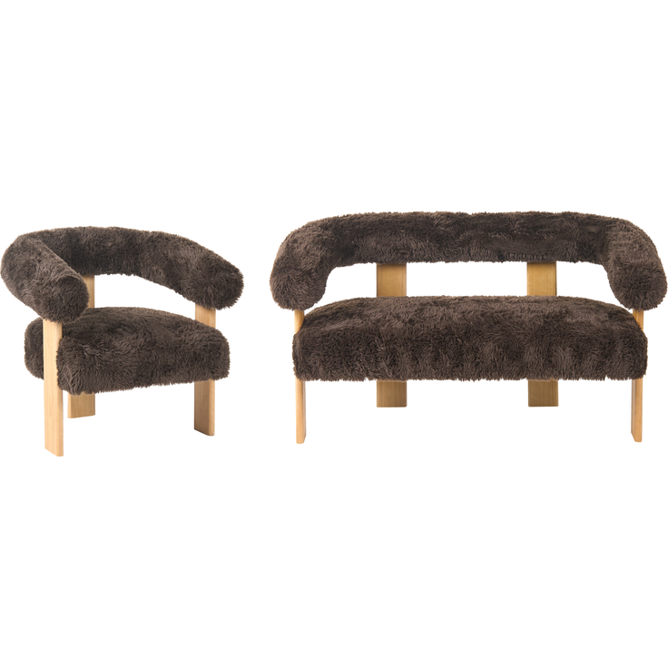 Sofa Set ILBRO Webpelz Dunkelbraun Hellbraun – Bild 4