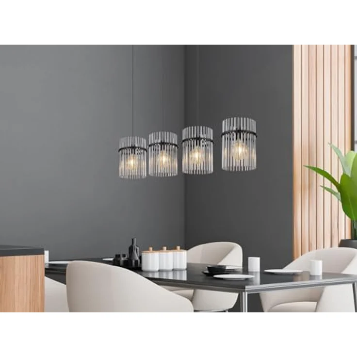 Globo Gorley Pendelleuchte, moderne Hängeleuchte mit 4 E27 Fassungen, Rauch und Schwarz matt, 60 W, L x B x H: 110 x 20 x 140 cm – Bild 7