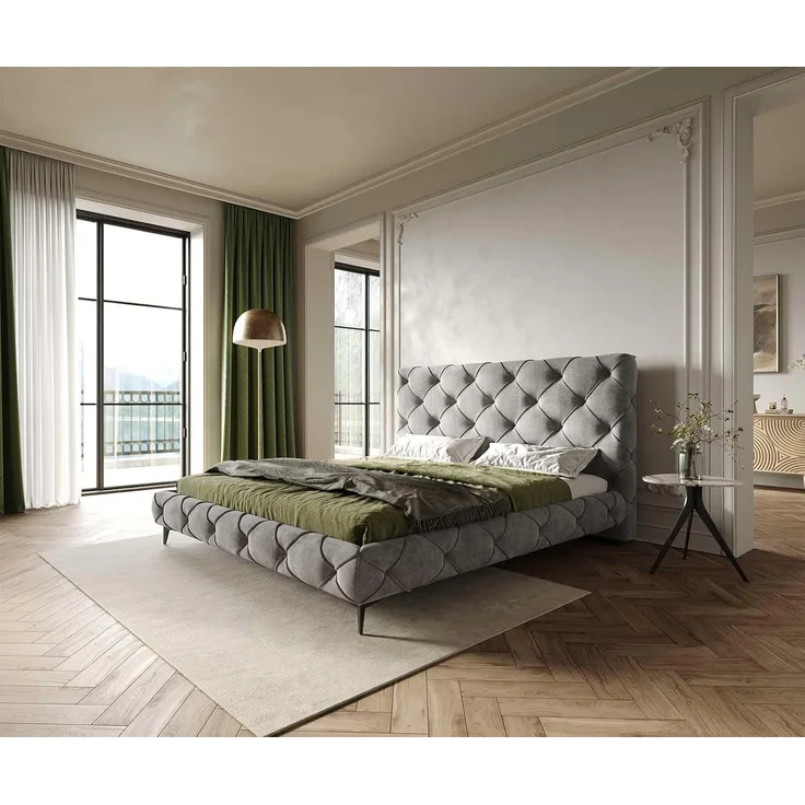 Polsterbettgestell Nayara 180x200 cm Mikrofaser Grau – Bild 2