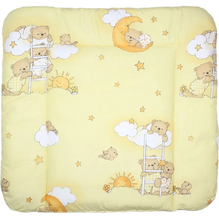 Baby Auflage Wickelauflage - BÄRCHEN AUF LEITERN GELB -Wickeltischauflage 70x70 cm