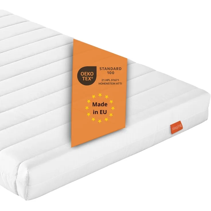 sleepling 190117 Rollmatratze Gästematratze Basic 30 | Komfortschaum Matratze | Made in EU | Bezug waschbar | Ökotex 100 | Härtegrad 2 | 140 x 200 x 13 cm, weiß