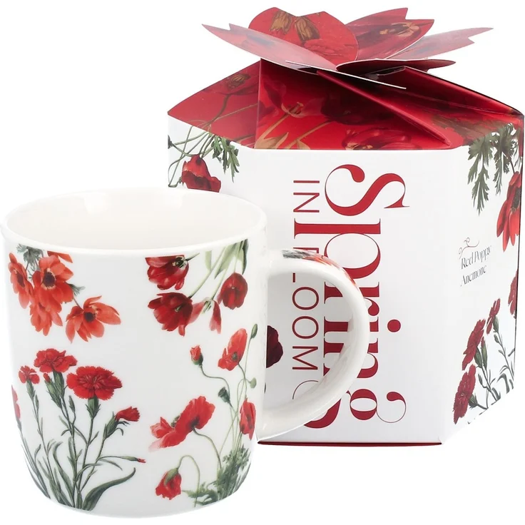 DUO Spring in bloom Becher 400 ml RED FLOWERS in dekorativer Box, New Bone China Porzellan – Bild 3
