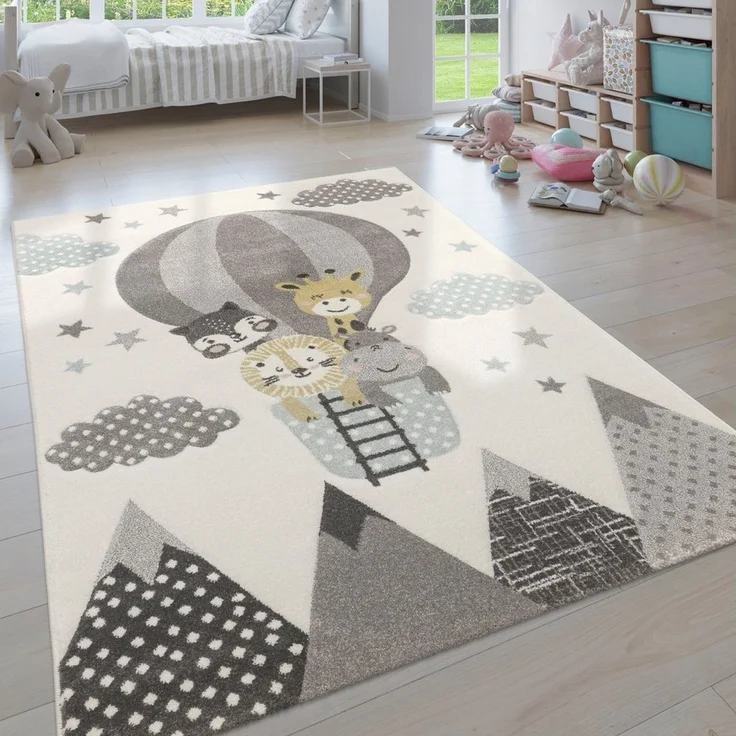 Paco Home Kinderteppich Cosmo 343, rechteckig, Höhe: 12 mm, 3D-Design, niedliches Tier Motiv, Pastell-Farben, Kinderzimmer – Bild 1