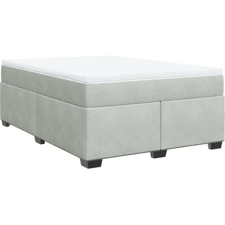 vidaXL Boxspringbett mit Matratze Hellgrau 160x200 cm Samt 3285293 – Bild 9