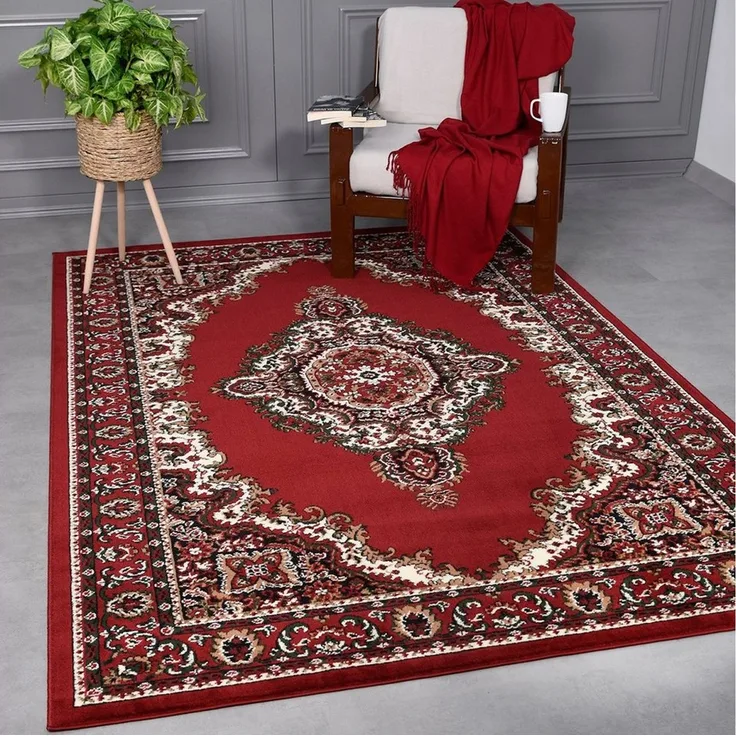 Vimoda Orientteppich Klassich Orientalisch Vintage Wohnzimmerteppich, rechteckig, Höhe: 6 mm, mit Kunstvollem, Klassisch, mit Bordüre, Läufer Wohnzimmer