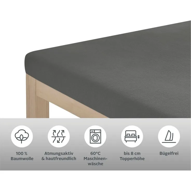 OTTO home Spannbettlaken Physalis Topper COMFORT, Jersey, Gummizug: rundum, (2 Stück), Baumwolle, Matratzen bis 10 cm Höhe, Bettlaken, Spannbetttuch, Laken
