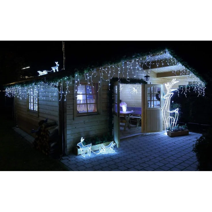 Gartenpirat LED Dekofigur Rentier mit Schlitten 100 x 49 cm 216 LED Weihnachtsdeko für außen – Bild 3