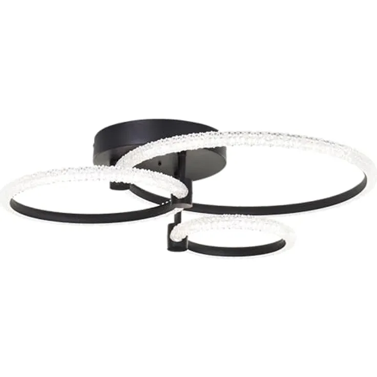 Brilliant LED Deckenlampe, dimmbar mit Fernbedienung, rund, schwarz matt/transparent, CCT 3000-7000K, 4700 Lumen, moderne Wohnzimmerlampe