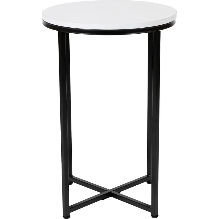 Flash Furniture Wohnzimmer Beistelltisch weiß matt schwarz