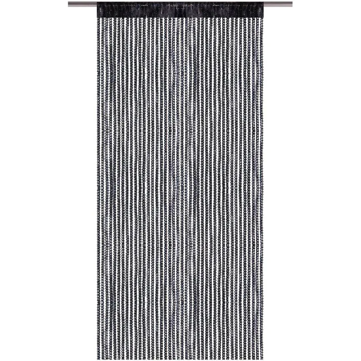 Arsvita Fadenvorhang Metallik-Optik mit Stangendurchzug, Türvorhang 140x250cm (Schwarz)