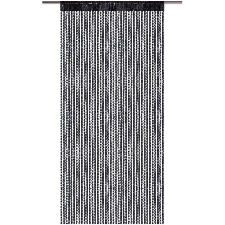 Arsvita Fadenvorhang Metallik-Optik mit Stangendurchzug, Türvorhang 140x250cm (Schwarz) – Bild 1
