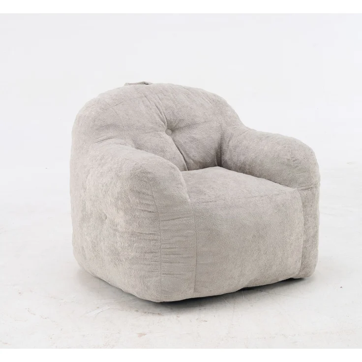Sitzsack-Sessel in Hellgrau 95cm×95cm×79cm aus Samtoptik mit Armlehnen und ergonomischer Rückenlehne – Bild 4