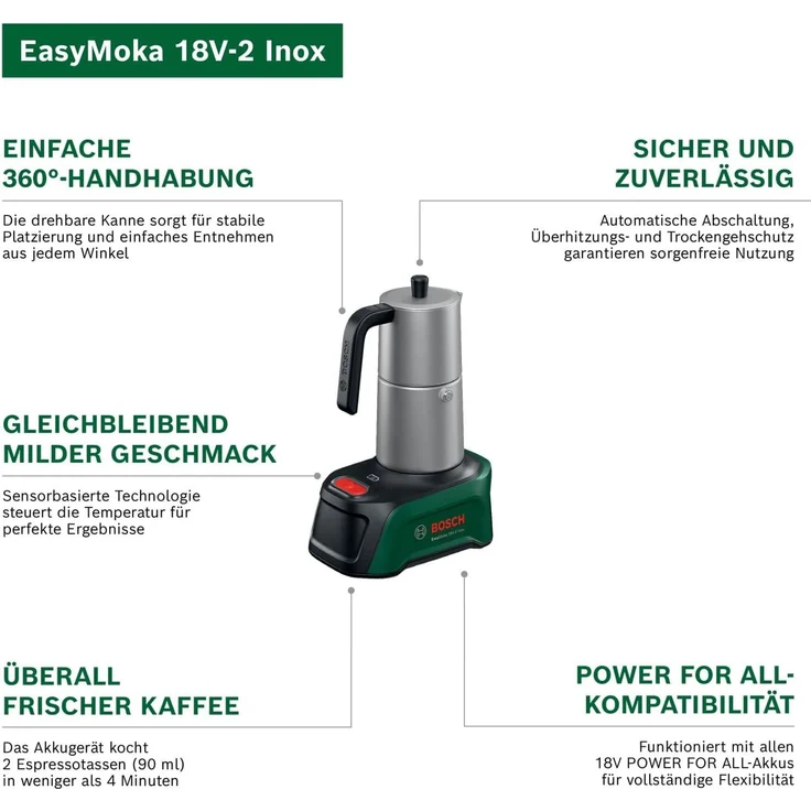 Bosch EasyMoka 18V-2 Inox 18V Akku-Kaffeemaschine – Bild 3
